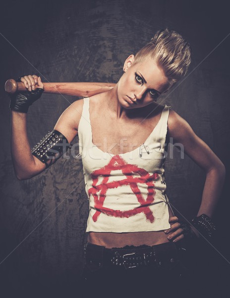 Punk ragazza mazza da baseball faccia guerra baseball Foto d'archivio © Nejron