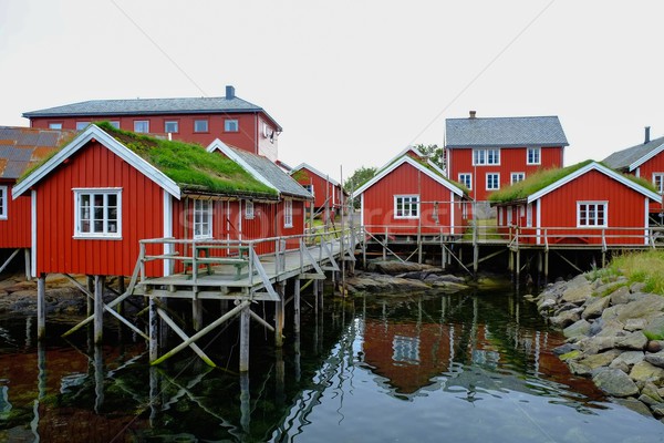 Сток-фото: традиционный · домах · воды · норвежский · деревне