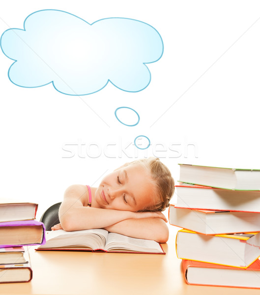 Little schoolgirl fall asleep after reading a book

 Stock photo © Nejron