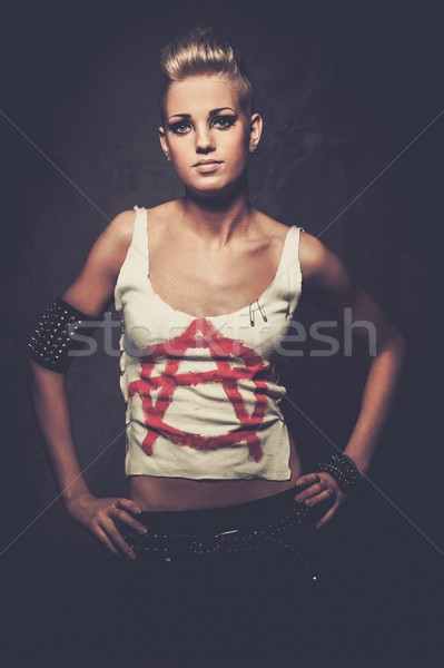Punk lány arc háború kő fiatal Stock fotó © Nejron