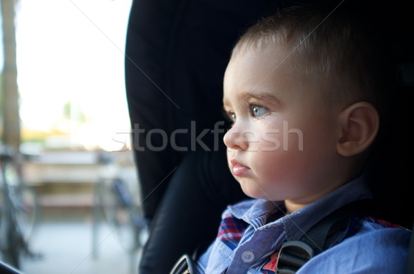 Adorable baby boy sitting in a chair Stock photo © Nejron