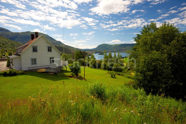 Farmhouse in scandinavian landscape Stock photo © Nejron