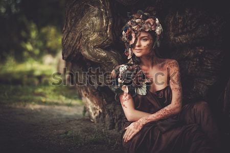 Dövmeli güzel bir kadın eski iç kız Stok fotoğraf © Nejron