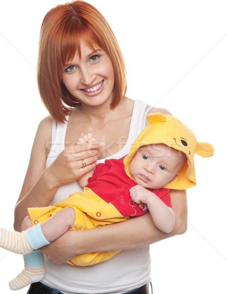Redhead woman with child in funny costume. Stock photo © Nejron