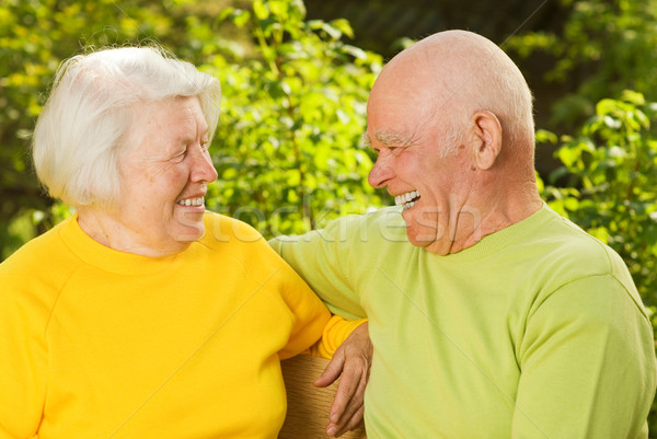 Heureux couple de personnes âgées extérieur femme printemps main [[stock_photo]] © Nejron