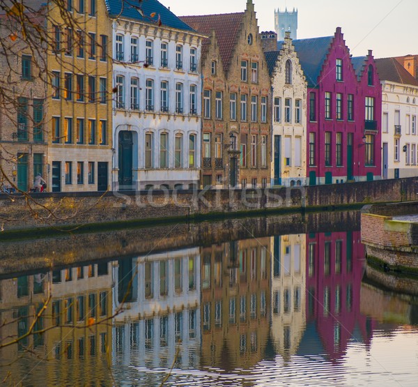 Houses along canal in Bruges, Belgium Stock photo © Nejron