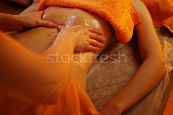 Bauch Massage Frau Mädchen Gesundheit jungen Stock foto © Nejron
