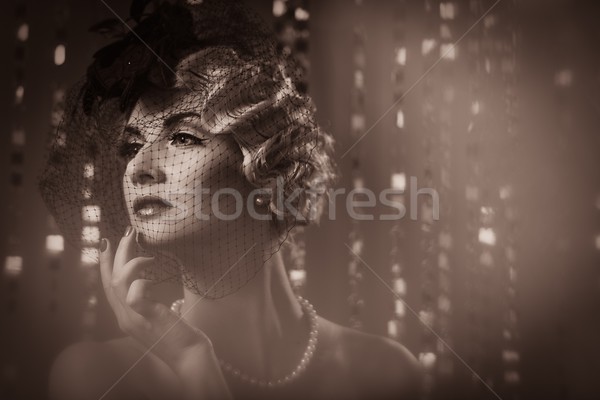 Foto stock: Foto · elegante · rubio · retro · mujer