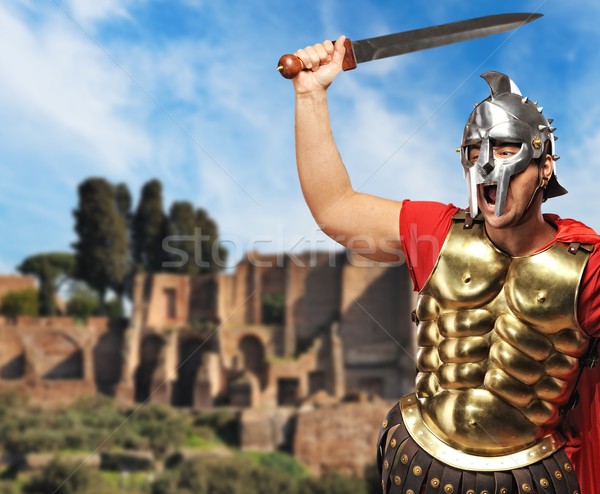 Roman legionary soldier in front old city of Rome Stock photo © Nejron