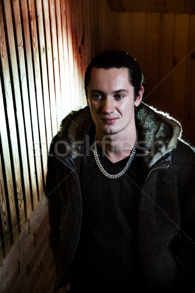 Portret jonge gangster gezicht man mode Stockfoto © Nejron