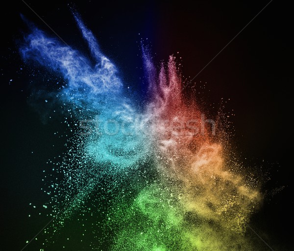 Kolorowy proszek odizolowany czarny streszczenie wybuchu Zdjęcia stock © Nejron