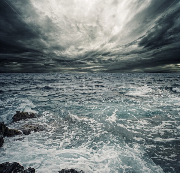 海 嵐 ビーチ 水 雲 自然 ストックフォト © Nejron