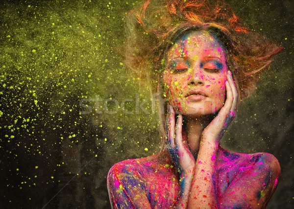 Young woman muse with creative body art and hairdo  Stock photo © Nejron