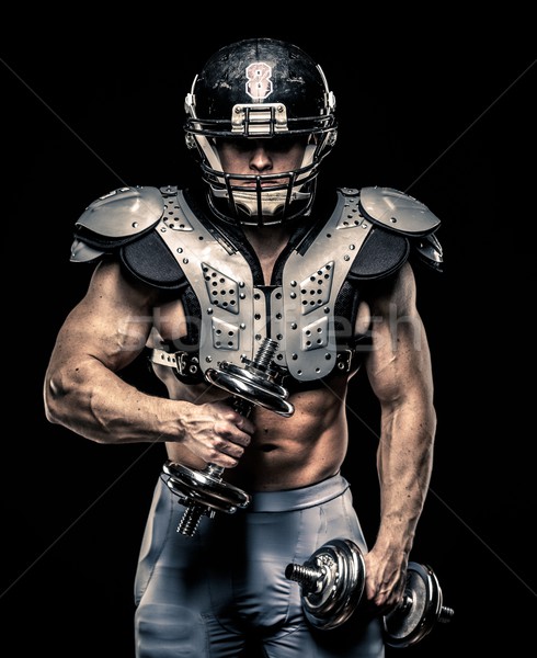 Fußballspieler Hanteln tragen Helm Rüstung Stock foto © Nejron