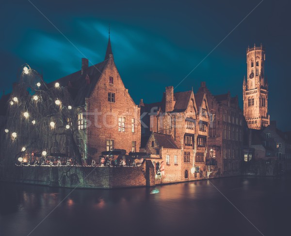 View of a decorated quay in Bruges, Belgium Stock photo © Nejron