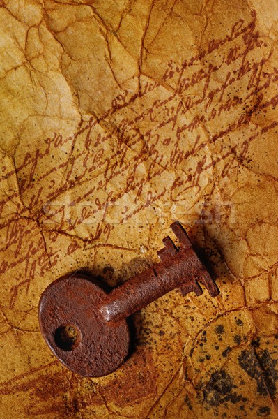 The old key on the textured paper Stock photo © Nejron