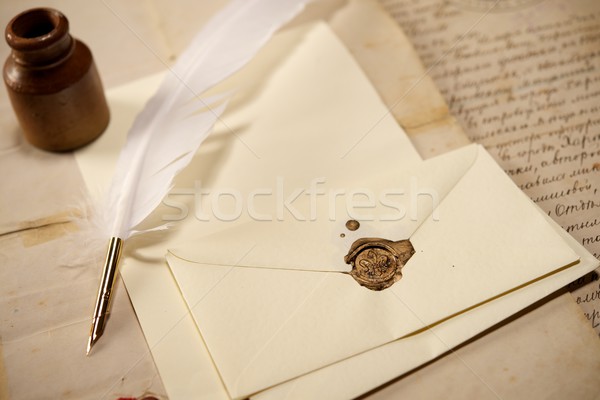 Bağbozumu mektup kâğıt sanat tüy iletişim Stok fotoğraf © Nejron