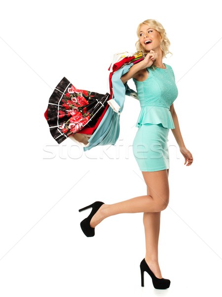 Mosolyog szőke nő választ ruházat divat Stock fotó © Nejron