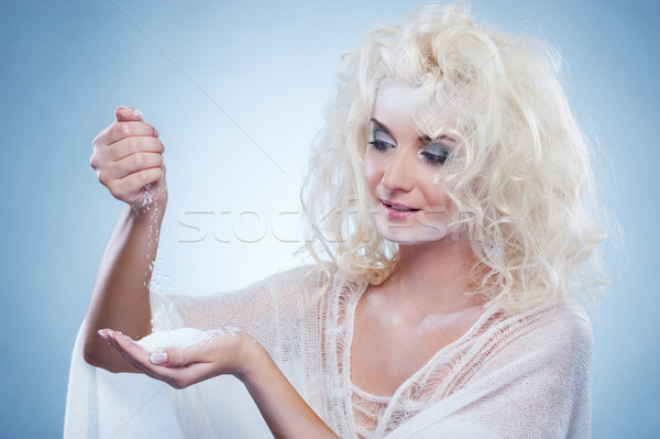 Stock photo: Snow queen playing with snow