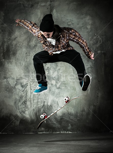 若い男 帽子 シャツ スタント スケート ストックフォト © Nejron