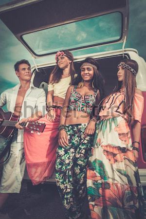 Three beautiful women in a limousine Stock photo © Nejron