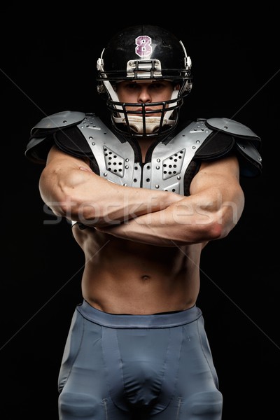 Fußballspieler tragen Helm Rüstung schwarz Stock foto © Nejron
