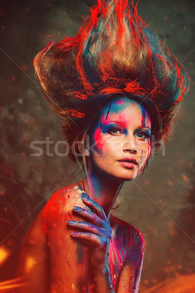 Muza creator body art coafura femeie Imagine de stoc © Nejron