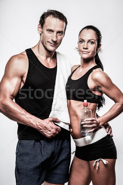 Atletisch paar fitness oefening vrouw gymnasium Stockfoto © Nejron