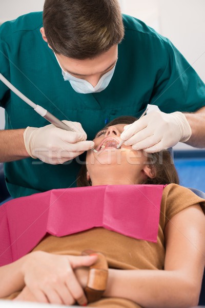 Fiatal nő férfi orvos fogorvosok műtét arc Stock fotó © Nejron
