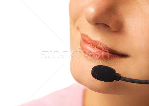 Mooie hotline exploitant hoofdtelefoon geïsoleerd witte Stockfoto © Nejron