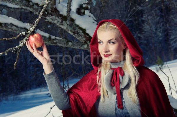 Red Hood holding an apple. Stock photo © Nejron