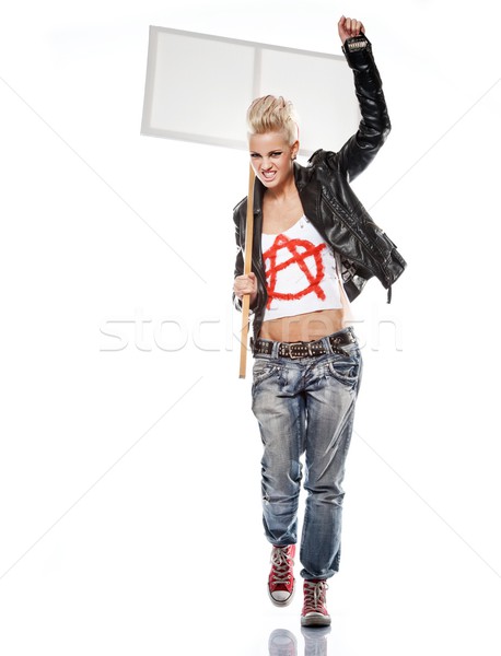 Punk girl with a blank sign Stock photo © Nejron