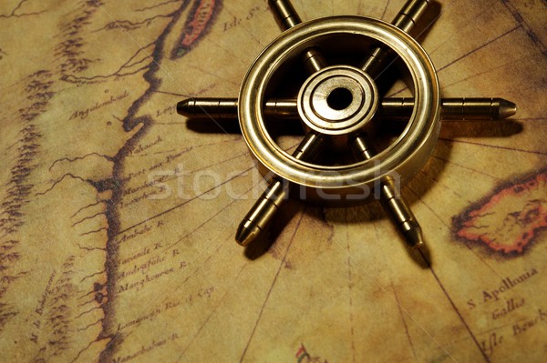 [[stock_photo]]: Mer · roue · vieille · carte · papier · carte · résumé