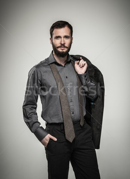 Handsome man with beard and jacket  Stock photo © Nejron