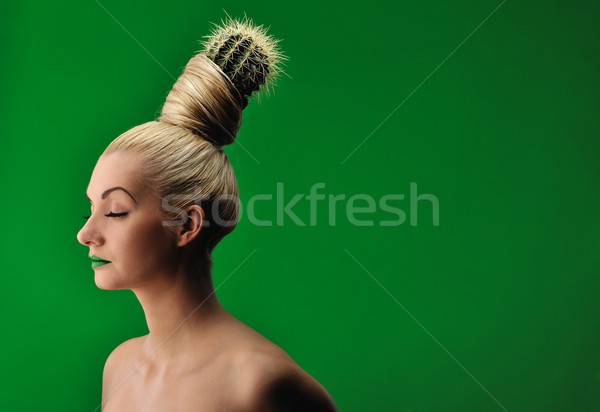 Woman with cactus in her hair Stock photo © Nejron