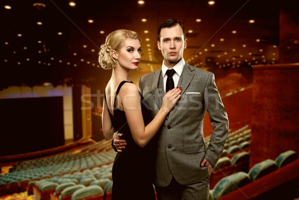 Paar theater interieur vrouw man film Stockfoto © Nejron