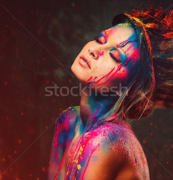 Jeune femme muse Creative art corporel coiffure femme Photo stock © Nejron
