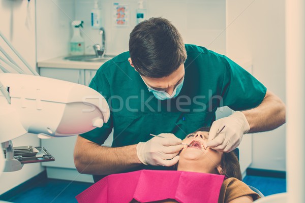 Jeune femme homme médecin dentistes chirurgie visage [[stock_photo]] © Nejron