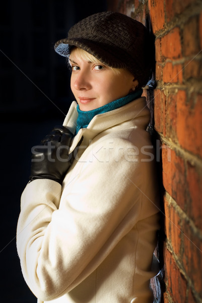 Beautiful girl in european old city at night time Stock photo © Nejron