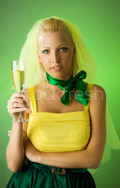 Beautiful bride with a glass of champagne 

 Stock photo © Nejron
