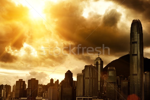 Vue gratte-ciel bureau nuages construction fond [[stock_photo]] © Nejron