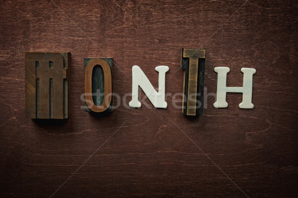 Stock photo: The word month written on wooden background