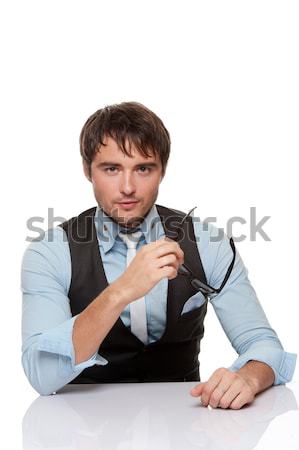 Fashionable Young Man Behind Desk Stock Photo C Andrejs Pidjass