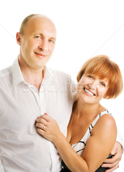 Középkorú pár szeretet izolált fehér boldog Stock fotó © Nejron