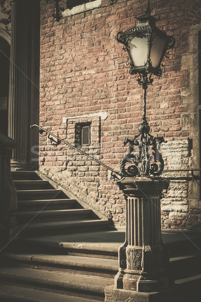 Steps with vintage lamppost in Gdansk, Poland Stock photo © Nejron