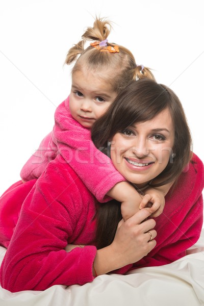 Glücklich Mutter Tochter Zurichtung Familie Spaß Stock foto © Nejron