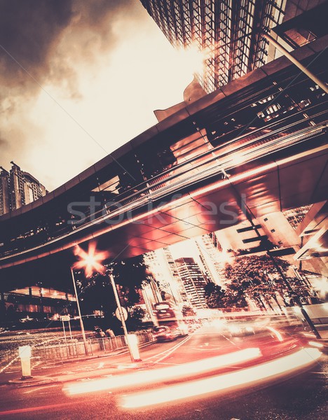быстро движущихся автомобилей ночь современных город Сток-фото © Nejron