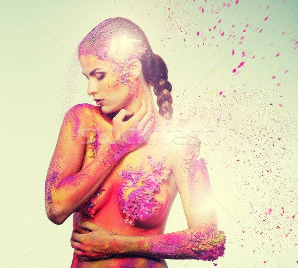 Uman body art femeie fată modă Imagine de stoc © Nejron