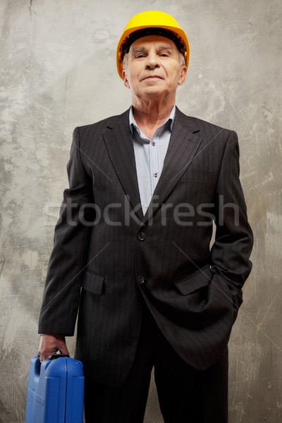 Senior man ingenieur toolbox helm Stockfoto © Nejron