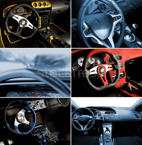 Sport auto interni collage design blu Foto d'archivio © Nejron